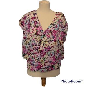 CAbi Eden Floral wrap blouse Medium